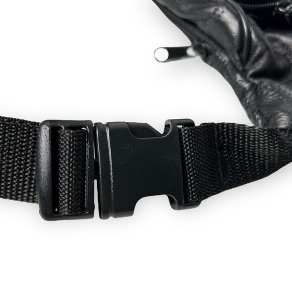 Vintage Black Leather Stitched Fanny Pack - Picture 7 of 8
